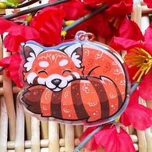 Sleepy Red Panda Cute Animal Acrylic Charm