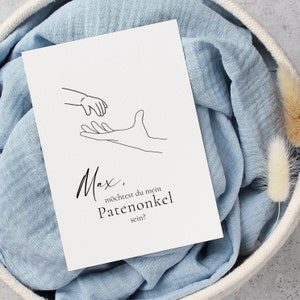 Karte | möchtest du mein Patenonkel sein | mit Name | Aquarellpapier | Umschlag aus Kraftpapier| Patenonkel fragen | personalisiert