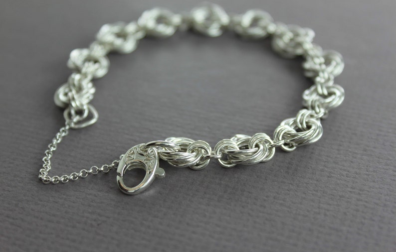 silver chunky bracelet womens
