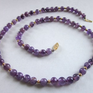 Vintage amethyst knotted necklace, amethyst gemstones, gold filled beads, FEBRUARY birthstone, elegant necklace, OOAK necklace