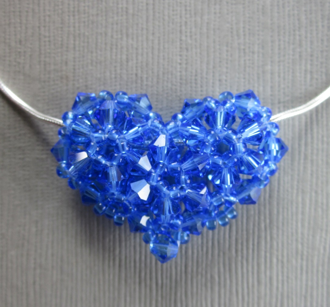 Collier coeur pendentif coulissant coeur cristal bleu saphir - Etsy France