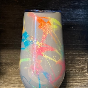 Rainbow abstract fireworks wine glass