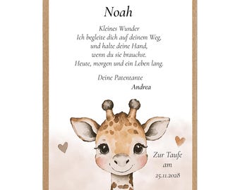 Patenbrief Taufbrief Giraffe Geschenk Patenkind Taufe Taufgeschenk personalisiert 177