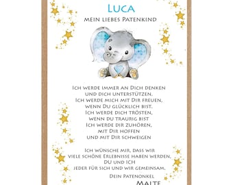 Printed baptismal certificate or PDF for godchild. Personalized godparent letter. Baptism gift on high-quality paper. Gift 71. Godparent certificate.