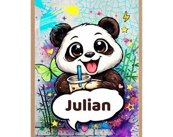 Kinderzimmerposter Street Art Geschenk für Jungen und Mädchen Panda