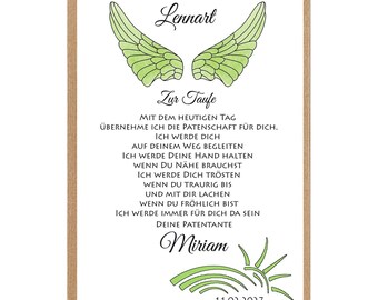 Taufgeschenk 5 Patentante Patenonkel Taufbrief personalisiert – Name & Datum – Geschenk zur Taufe – PDF