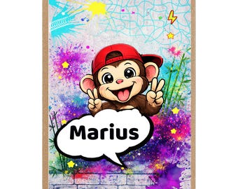 Kinderzimmerposter Affe Street Art Geschenk für Jungen und Mädchen