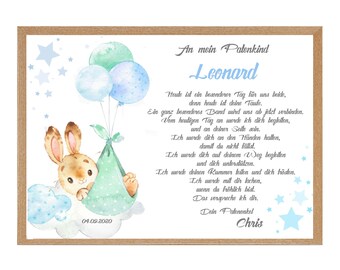 Taufurkunde personalisiert – Geschenk zur Taufe für Patenkind, Patentante & Patenonkel | Taufposter mit Namen 96