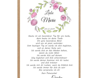 PATENBRIEF Taufbrief 20 Geburt Taufe Geschenk Brief für Paten, Patentante, Taufgeschenk, Patenurkunde, Taufe, Patenkind, Taufpaten