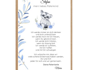 Patenbrief Taufbrief 37 Geschenk Taufe Geburt Patenschaft Taufgeschenk für Mädchen Taufgeschenk für Jungen Patenurkunde