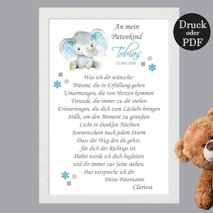 PATENBRIEF Taufbrief Patenurkunde Geschenk 90