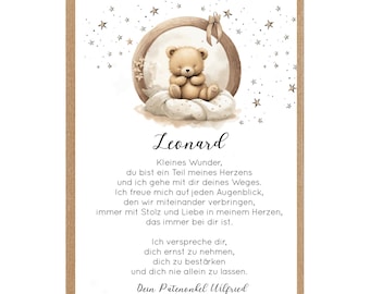 Patenbrief Taufbrief Taufgeschenk 15 Patenkind Patentante Patenonkel Poster Taufgeschenk für Mädchen Taufgeschenk für Jungen Patenurkunde