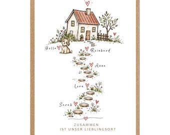 Personalized family poster with names of parents and children, family gift, decoration F2