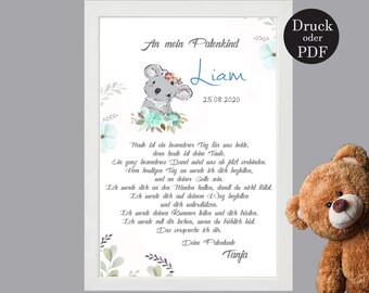 Christening gift, godparent letter, personalized christening certificate (66)