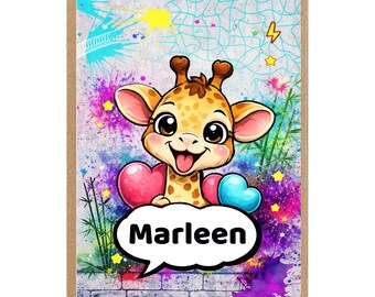 Kinderzimmerposter Giraffe Street Art Geschenk für Jungen und Mädchen