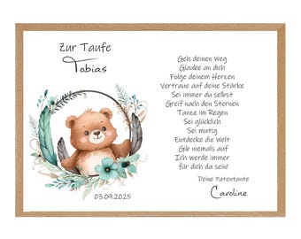 Personalized baptismal certificate with name & date – Baptism gift for godparents and parents – Baptism present – ​​Print or PDF 163
