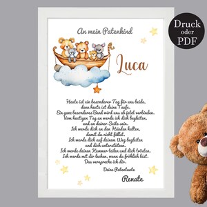 Taufbrief Patenbrief Geschenk zur Taufe Geschenk zur Geburt 154