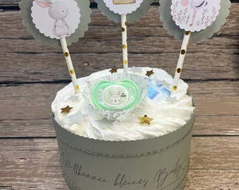 Windeltorte / Windelgeschenk / Geburt Tauf Babyparty / Babygeschenk Silber / Windeltorte Jungen / Windeltorte Mitbringsel