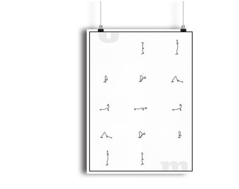 Sonnengruss Yoga Print A3 Poster Poster Sun Salutation Etsy