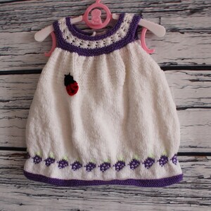 Summery smock dress with border, size 68/74, hand-knitted