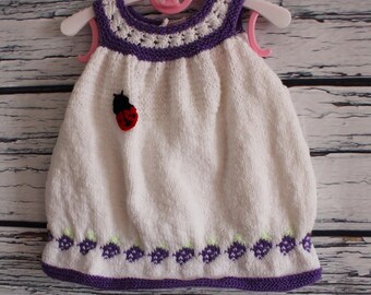 Summery pinafore dress with trim, size 68/74, hand-knitted