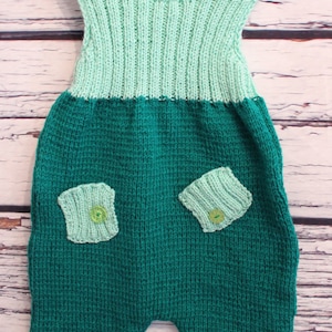 hand-knitted baby panties, size 68/74, green