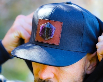 Crystal Snapback Hat, Gemstone Crystals for Men, Crystal Hat, Genuine Stone, Unique Hat, Men's Hat, Crystal Lover, Festival Hat