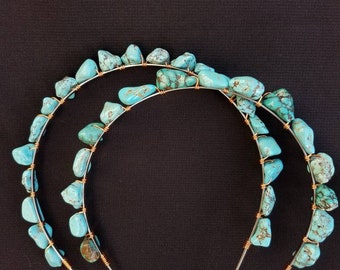 Turquoise Howlite Headband, Western Cowgirl Hat Band, Rodeo Accessory