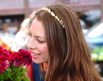Genuine Citrine Crystal Headband, Gemstone Boho Jewelry Accessories