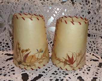 Vintage*2 lampshades*Real grasses*Original 1955*Beautiful*