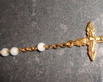 Vintage*Necklace with cross*Girls necklace*Small pearls*Rome*1977