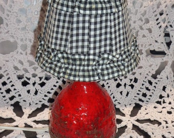 Vintage*Mini Tischlampe*Nachttischlampe*Keramik Überfang*Rot-Schwarz*Design*