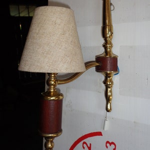 Brocante*Mid Century*Wall Lamp*Brass+Leather+Brown*Vintage*