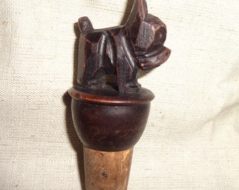 Vintage*Wood carving school Empfertshausen*Rhön*Bottle stopper*Cork*1922*Beautiful*Dog/Terrier*