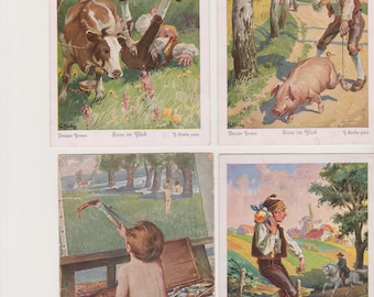 Vintage*4 alte Postkarten/Grußkarten*1931/32*Sammelwürdig*Shabby*Wunderschön*