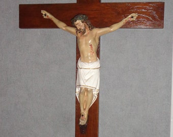 Antique*Cross*Crucifix*Vintage*98 cm x 50 cm*Beautiful*Home Altar*
