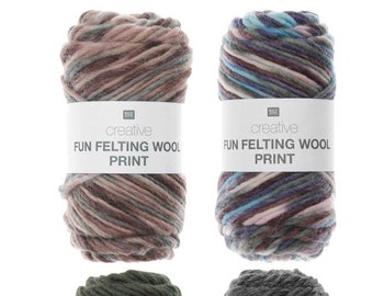 Rico Design Creative Fun Felting Wool uni & print -  50g 50m Filzwolle