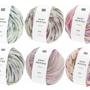 Stampa in lana merino Baby Rico Design - 25 g 100 m colori diversi