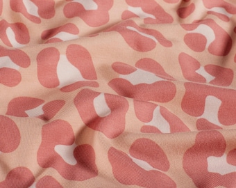 Jersey with leopard print in dusty rose and peach - cotton jersey with leopard print for girls
