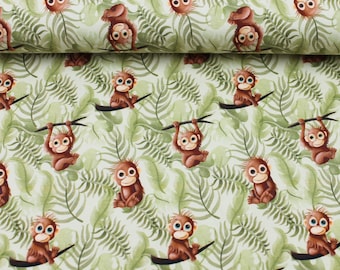 Jersey Monkeys with Jungle Leaves – Hilco Jungle Fun by Mrs. Mint Design – Fabric for Children's Clothing