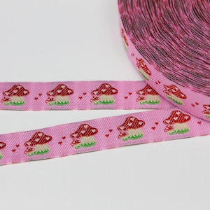 Ruban tissé champignons 2 m - rose