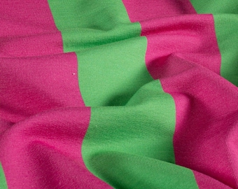 French Terry Stripes Pink Green – Summer Sweatshirt Fabric by Fräulein von Julie