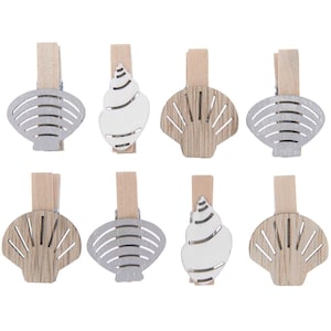 Rico Design Ohhh! Bello! Clip decorative mix di conchiglie naturali 36 pezzi, decorazione marittima
