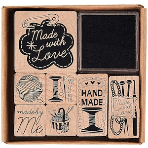 Set di timbri Rico Design Paper Poetry "Handmade" quadrati 8 pezzi