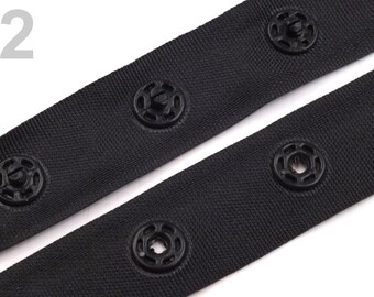 Ruban à boutons-pression 1 m - boutons-pression en jersey noir