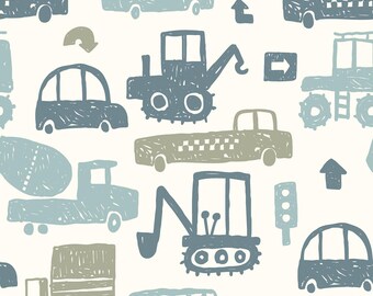 French Terry Vehicles – Summer sweatshirt with cars, excavators and trucks