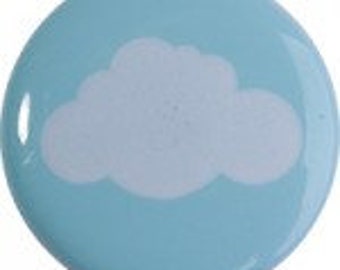 10 Jerseydruckknöpfe hellblau mit Wolken - Clouds