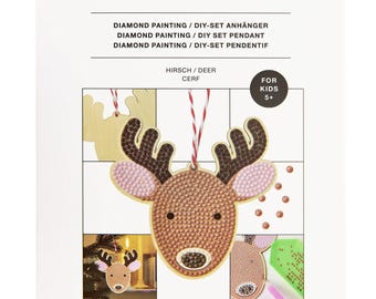 Rico Design Diamond Painting Reindeer Pendant – Christmas Craft Kit for Children from approx. 5 years old