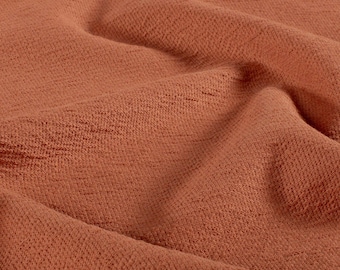 French Terry crepe plain rust - red wood - summer sweat fabric with tree bark texture - combination fabric