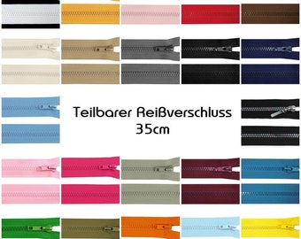 Reißverschluss teilbar 35cm - Jackenreißverschluss - 5mm - verschiedene Farben